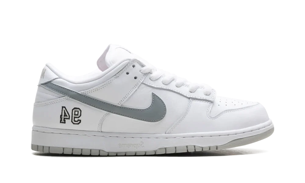 Nike SB Dunk Low Supreme 94 White Metallic Silver